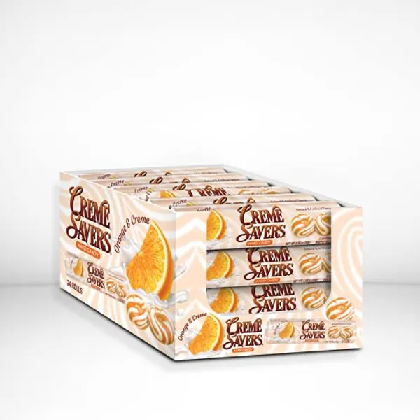 Creme Savers Orange and Creme Hard Candy | The Taste of Fresh Oranges Swirled in Rich Cream | The Original Classic Creme Savers Brought To You By Iconic Candy | 24 Count Box of Rolls
