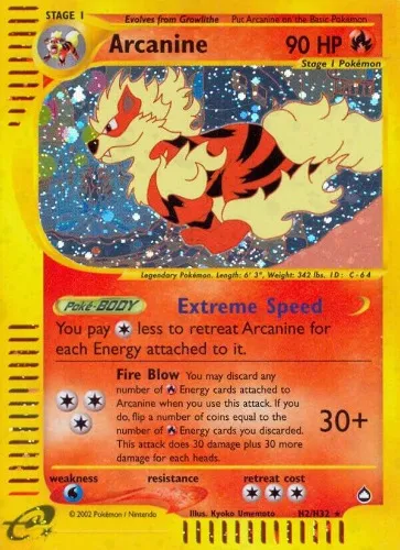 Arcanine Aquapolis Holo Rare