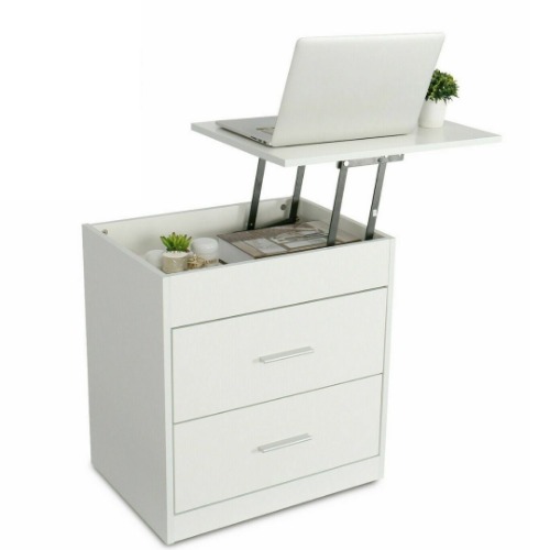 Wooden Side Table with Extendable Cover Top