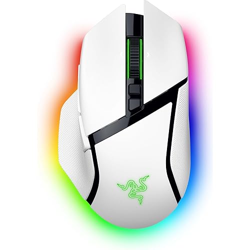 Razer Basilisk V3 Pro - Kabellose Gaming-Maus HyperScroll Tilt Wheel, Focus Pro 30K Optischer Sensor, HyperSpeed Wireless, 13-Zonen Chroma-Beleuchtung, 10+1 programmierbare Tasten Schwarz - Weiß - Basilisk V3 Pro