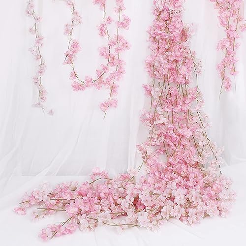 Girlande mit künstlichen Kirschblüten, zum Aufhängen, Hochzeit, Girlande, Haus, Garten, Party, Hochzeit, Dekoration, Girlande, Kirsche, künstliche Blumen, für den Innen- und Außenbereich, Haus, Hotel,