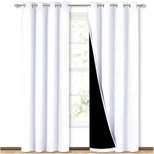 NICETOWN Full Shading Curtains for Windows, Super Heavy-Duty Black Lined Blackout Curtains for Bedroom, Privacy Assured Window Treatment (White, Pack of 2, 52 inches W x 95 inches L) - W52 x L95 Pure White