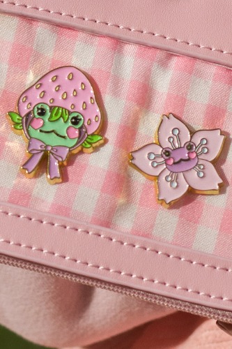 Strawberry Frog & Sakura Frog Pins | Both (bundle deal save $2)