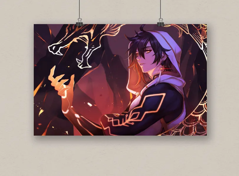 Genshin Impact Zhongli Foil Print