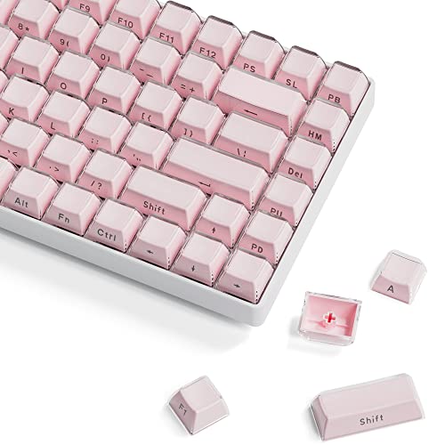 XVX Keycaps - Crystal Jelly Keycaps, Custom Keycaps 113 Keys, Side Printed Keyboard Keycaps OEM Profile Pink Keycaps for 61/68/84/87/98/100 Cherry Gateron MX Mechanical Keyboard - pink