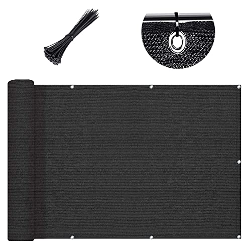 SUNLAX 3'x10' Black Balcony Privacy Screen Fence Windscreen Cover Fabric Shade Netting Mesh Cloth with Grommets UV Protection for Patio, Backyard, Porch, Railing Shield 90% - 0 3' x 1 0' - Black