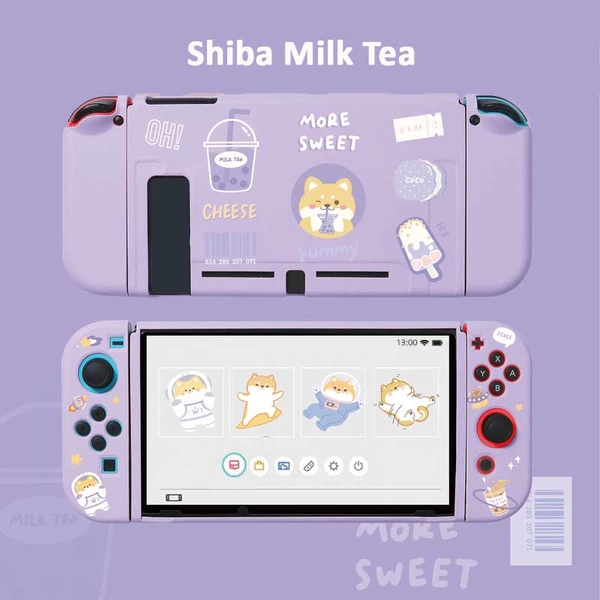 Kawaii Switch Case Cute Switch Protective Case Switch Hard Shell Case Pastel Purple Cover for Nintendo Switch - Purple Milk Tea