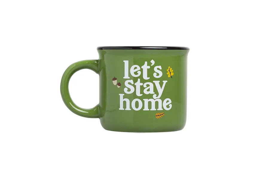 Pearhead "Let's Stay Home" Novelty Coffee Mug, Fall Camping Style Mug, Novelty Gift, Camping Trip Accessory, Fall Coffee Mug - Lets Stay Home Mug