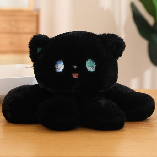 Octopus Kitty Stuffed Soft Cozy Kawaii Plushie - Black / 35cm