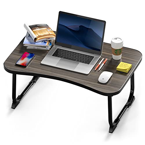 MIIRR Foldable Lap Desks for Laptop, 23.6 inch Laptop Tray Table, Portable Bed Tray Table, Laptop Desk for Working, Writing and Eating (Black) - Black