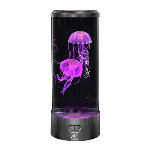 Lightahead LED Jellyfish Lava Lamp Round with 18 LEDs & Vibrant Multi Color Changing Light Effects. The Ultimate Large Sensory Synthetic Jelly Fish Tank Aquarium Mood Lamp. Ideal Gift (Large) - Large (15 Inches Tall)