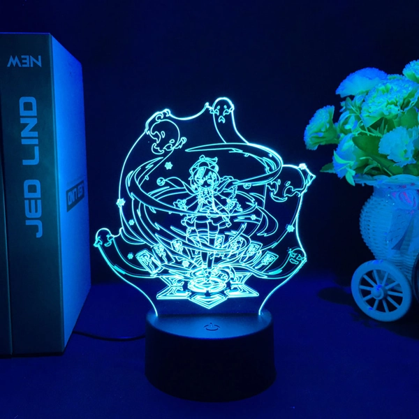 Qiqi Gesnhin Impact Desktop Night Light Genshin Qiqi Zombie LED Lamp - B