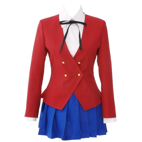 Xiao Maomi Aisaka Taiga Uniform Long Sleeves Cosplay Costume Women Sailor Suit Outfit Full Set for Halloween Party - Medium Red