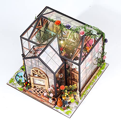 DIY Miniatures Dollhouse Kit DIY Miniature Dollhouse Kit Miniature House Kit 1:24 Scale Dollhouse Puzzle Toy for Home Party Entertainment Above 14 Years Old Miniature Greenhouse DIY