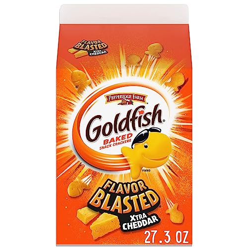 Goldfish Flavor Blasted Xtra Cheddar Cheese Crackers, 27.3 oz Carton - Xtra Cheddar - 1.71 Pound (Pack of 1)
