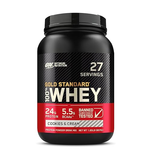 Optimum Nutrition Gold Standard 100% Whey Protein Powder, Cookies & Cream, 2 Pound (Packaging May Vary) - Cookies & Cream - 27 Servings (Pack of 1)