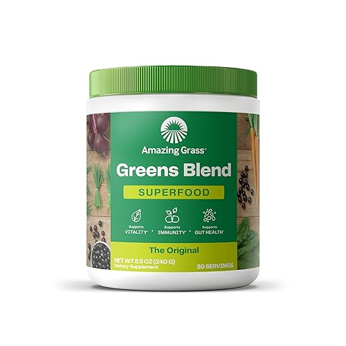 Amazing Grass Greens Blend Superfood: Greens Powder Mix for Energy, with Organic Spirulina, Chlorella, Beet Root Powder, Digestive Enzymes & Probiotics, Original, 30 Servings (Packaging May Vary) - Original - 8.5 Ounce (Pack of 1)
