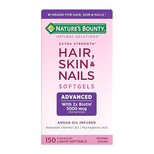 Nature's Bounty Advanced Hair, Skin & Nails, Argan-Infused Vitamin Supplement with Biotin and Hyaluronic Acid, 150 Rapid Release Softgels