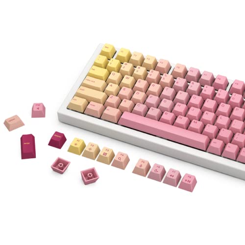 Glorious Grapefruit PBT Keycaps Set (Pink & Yellow) 143 Cute Custom Keycaps, Cherry MX Profile, Pastel, Low-Profile Dye-Sub for Mechanical Gaming Keyboards (60%, TKL, Full Size) Incl Mac Keys (191) - Grapefruit