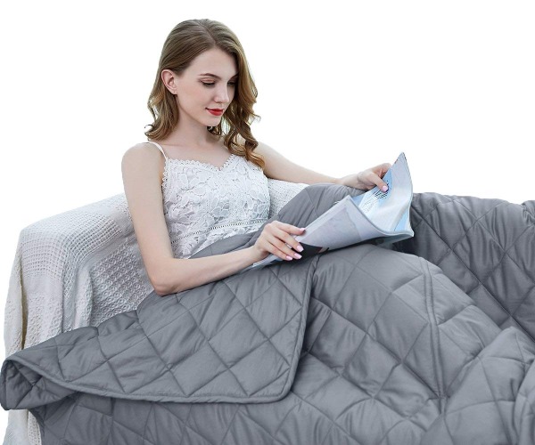 ZZZhen Weighted Blanket - High Breathability - 48''72'' 15LB - Premium Heavy Blankets - Calm Sleeping for Adult and Kids, Durable Quilts and Quality Construction - Grey 48''72'' - 15LB