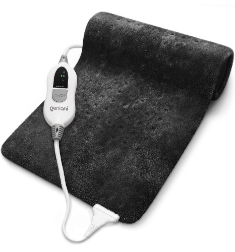 GENIANI Extra Large Electric Heating Pad for Back Pain and Cramps Relief - Auto Shut Off - Soft Heat Pad for Moist & Dry Therapy - Heat Patch (XL Black) - Xl Black