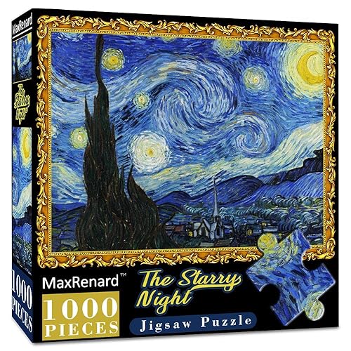 MaxRenard Starry Night Puzzle 1000 Pieces Van Gogh Puzzle 1000 Piece Puzzles for Adults Artwork Jigsaw Puzzle Family Game Puzzle
