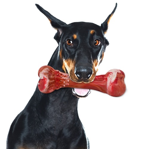 Teptec 4-in-1 Multifunctional,Indestructible Dog Toys for Aggressive Chewers Large/Medium Dogs Breed,Durable Dog Chew Toy,Tough Dog Bones Made of Natural Rubber,Squeaky Interactive Dog Teething Toy