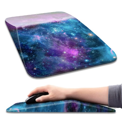 Kuosgm Ergonomic Mouse Pad Wrist Support 13 x 8 Inch, Purple Galaxy Nebula Memory Foam Mousepad with Wrist Rest Pain Relief & Non-Slip PU Base,Office PC Computer Mouse Pads for Wireless Mouse & Desk