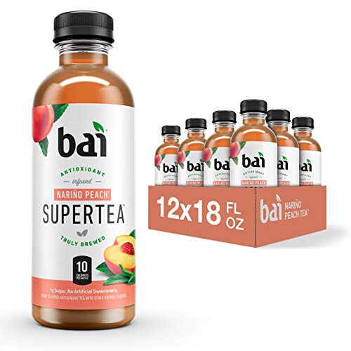 Bai Iced Tea, Narino Peach, Antioxidant Infused Supertea, Crafted with Real Tea (Black Tea, White Tea), 18 Fluid Ounce Bottles, 12 count - Peach - 18 Fl Oz (Pack of 12)