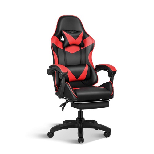 Gaming Chair, Backrest and Seat Height Adjustable Swivel Recliner Racing Office Computer Ergonomic Video Game Chair with Footrest and Lumbar Support, Red/Black - Red With Footrest