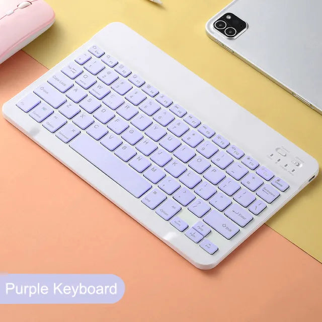 Colourful Pastel Cute Gaming Bluetooth Keyboard and Mouse For Laptop, iPad, PC - Purple Keyboard only / 10inch