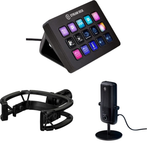 Elgato Stream Deck MK.2 – Studio Controller & Shock Mount - Maximum & Wave:3 - Premium Studio Quality USB Condenser Microphone