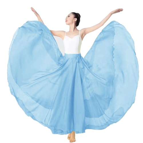 ORIDOOR 720 35" Long Women's Fairy Lyrical Dance Skirt Gradient Color Chiffon Swing Skirt Ballet Modren Dance Costume - B Wine