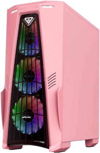 Computer Gaming Desktop PC Nvidia Geforce RTX 4060 Graphics Card + AMD Ryzen 7 with 4.6Ghz Turbo + 32GB RAM + 1TB Solid State Drive Storage NVME Plug and Play Windows 11 Pro Pink Gaming Computer