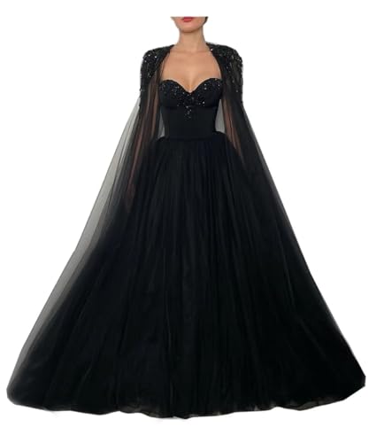 Mouccy Gorgeous Beading Black Dresses Gown Long - Black - 6