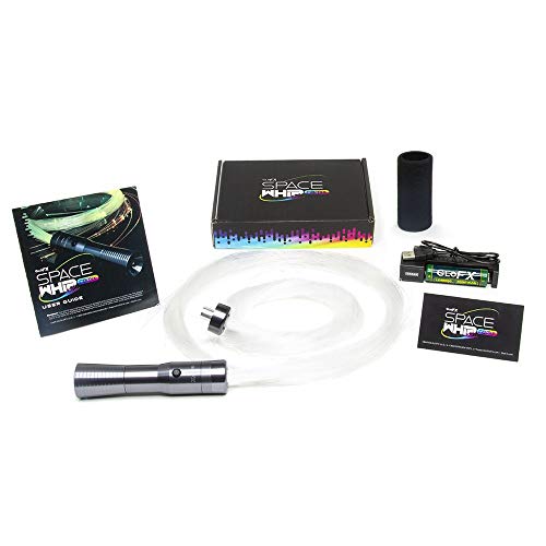 GloFX Space Whip Remix Bundle Kit [PROGRAMMABLE LED Fiber Optic Whip] 6 Ft 360° Swivel - Super Bright Light Up Rave Toy | EDM Pixel Flow Lace Dance Festival - Space Whip Remix Bundle Kit