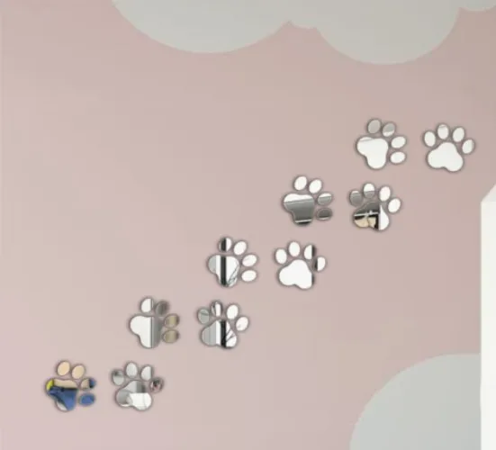 10pcs Paw Pattern Mirror Wall Sticker