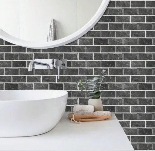 24 Sheets Imitation Classic Black/White /Gray Tile Wall Sticker