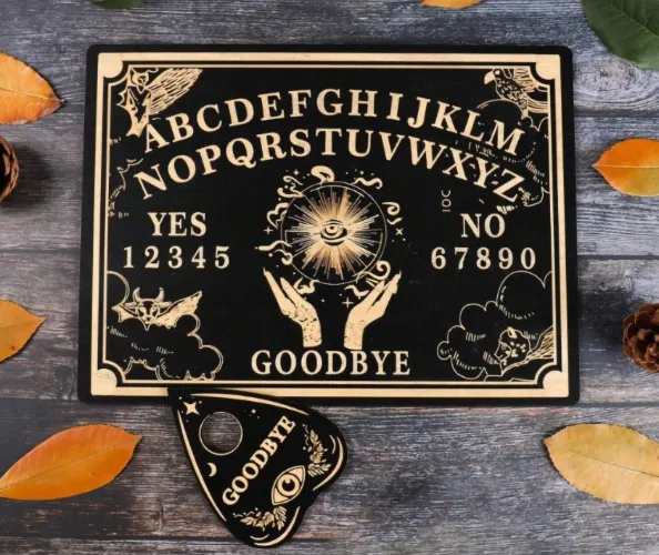 Wood Ouija board for cosy talks with the ghosts