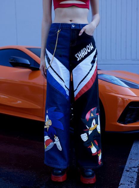 Sonic The Hedgehog Shadow & Sonic Split Wide Leg Denim Pants | Hot Topic