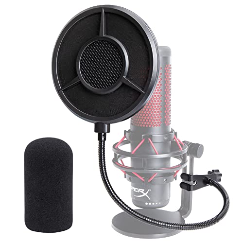 QuadCast Pop Filter Foam Windscreen - 5.5 Inch Diam 6 Layers Pop Filter for Mic Cover QuadCast Pop Screen Compatible with Hyperx QuadCast Microphone Professional Metal Pop Filter by YOUSHARES - 01 QuadCast Pop Filter