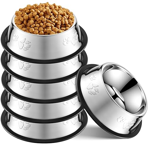 Tanlade 8 Pack Stainless Steel Dog Bowls Metal with Rubber Base Non-Slip Pets Cats Feeding Food and Water Bowls for Indoor Small Medium Large Cats Pets(18.6 oz) - 18.6 oz