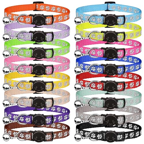 16 PCS Breakaway Cat Collars with Bells Reflective Cat Collar Safety Nylon Kitten Collars Cat Collars for Girl Boy Cats(6"-9") - Kittens(6" - 9")