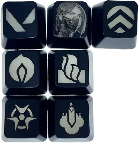 Valorant Custom Keycaps (Agent Viper) - Laser Engraved with Each Valorant Agent's Portrait, Skills, and Position. Fit with Any Mechanical Keyboard. Valorant Gift for Gamers, Adults, and Teens. - Viper