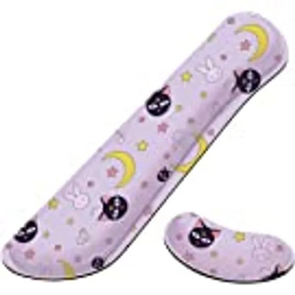 Sailor Moon Keyboard Wrist Rest Anime Cute Kawaii Mouse Pad with Wrist Support Purple Mouse pad Enlarge Gel Memory Foam for Computer Desk Decor Accessories