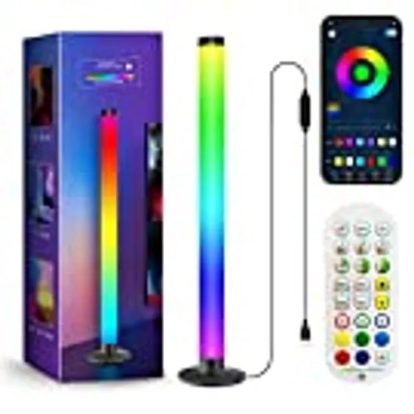 ohso LED Light Bars RGB Table lamp Smart APP Control 360° Cylindrical Dimmable Lights That Sync with Music 16 Million Color Game Light with , Bluetooth Controlled TV Ambient Backlight, 1 pcs