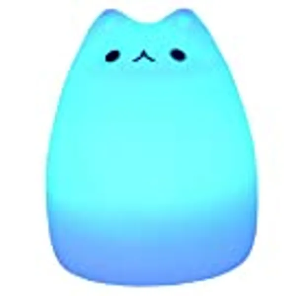 MOEBULB Children Night Light 7 Colorful Silicon Cute Cat LED Night Light Lamp USB Rechargeable Desk Light for Baby Kids Bedside Bedroom Children Study lamp