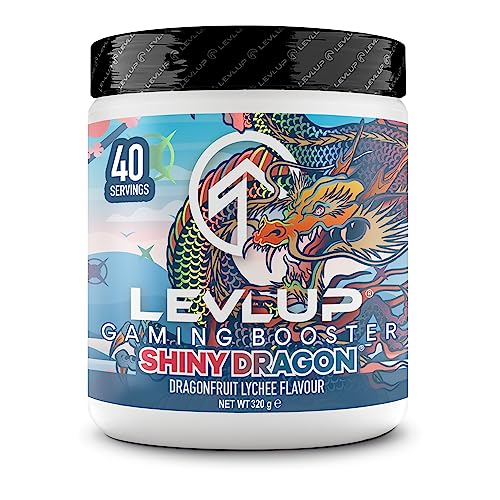 LevlUp Shiny Dragon Gaming Booster, Energy Drink für Gamer mit Taurin, Koffein, L-Tyrosin und Vitamin B12, Drachenfrucht- und Litschi-Geschmack, 320 g, 40 Portionen