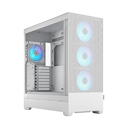 Fractal Design Pop XL Air RGB White Core - Tempered Glass Clear Tint - Honeycomb Mesh Front – TG Side Panel - Four 120 mm Aspect 12 RGB Fans Included – E-ATX High Airflow Full Tower PC Gaming Case