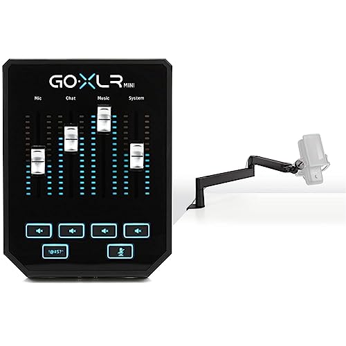 TC Helicon GoXLR MINI Online-Broadcast-Mixer mit USB-/Audio-Schnittstelle und Midas-Vorverstärker & Elgato Wave Mic Arm LP - Premium Low Profile Mikrofonarm mit Kabelkanälen - Go XLR MINI - Bundle mit Wave Shock Mount